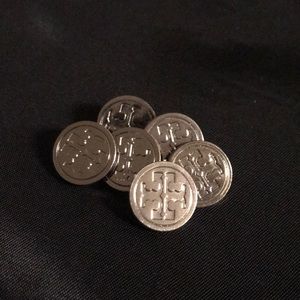 Six Silver Tory Burch Buttons